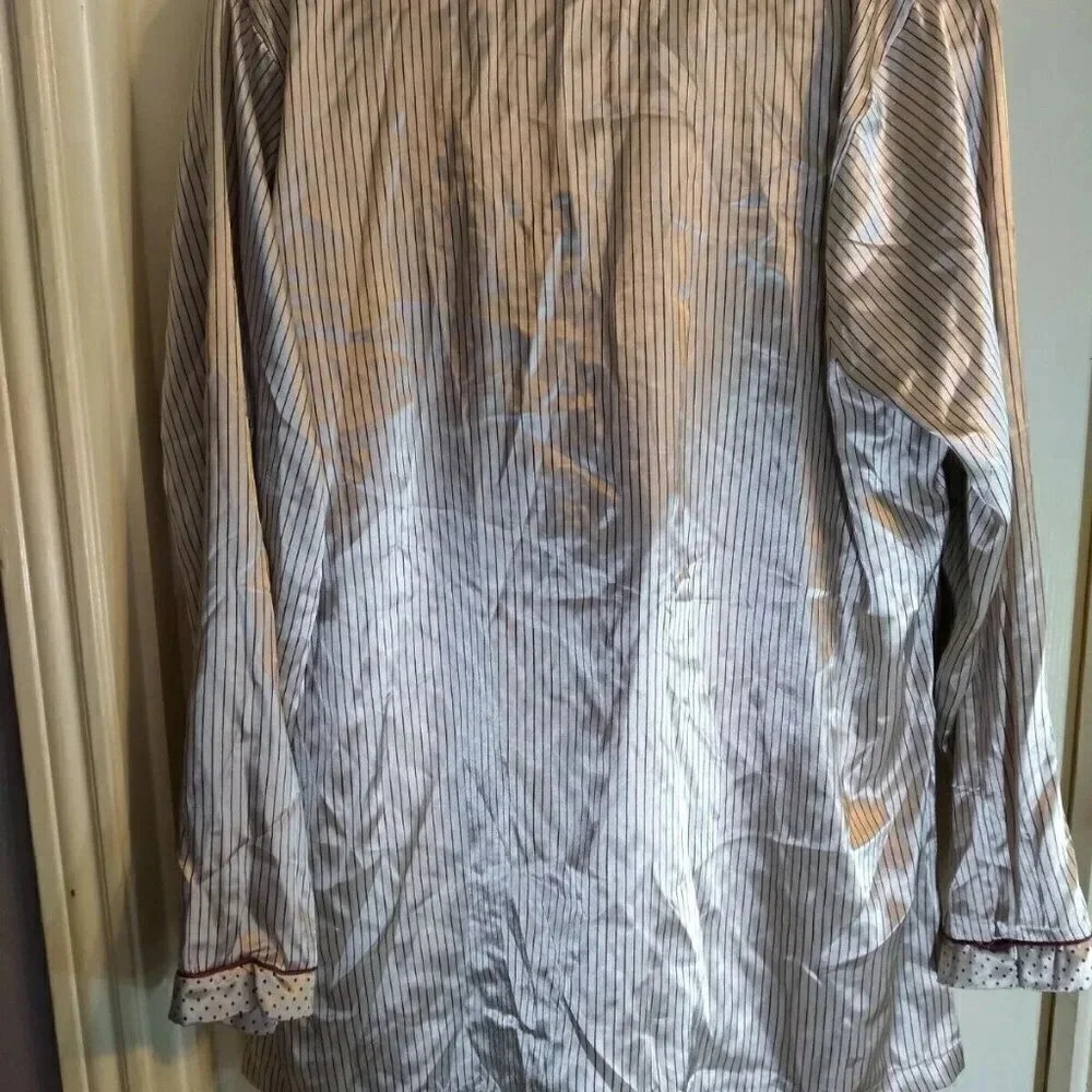 Cacique Women's Pajamas 2Pc Beige Maroon Stripes Sz L Drawstring - Picture 6 of 12